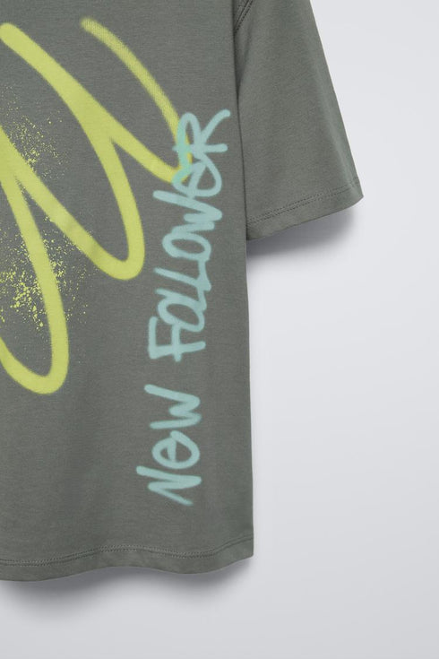 ZARA GRAFFITI T-SHIRT WITH LABEL