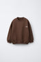 ZARA BROWN BASIC SLOGAN SWEATSHIRT