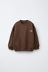 ZARA BROWN BASIC SLOGAN SWEATSHIRT