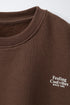 ZARA BROWN BASIC SLOGAN SWEATSHIRT