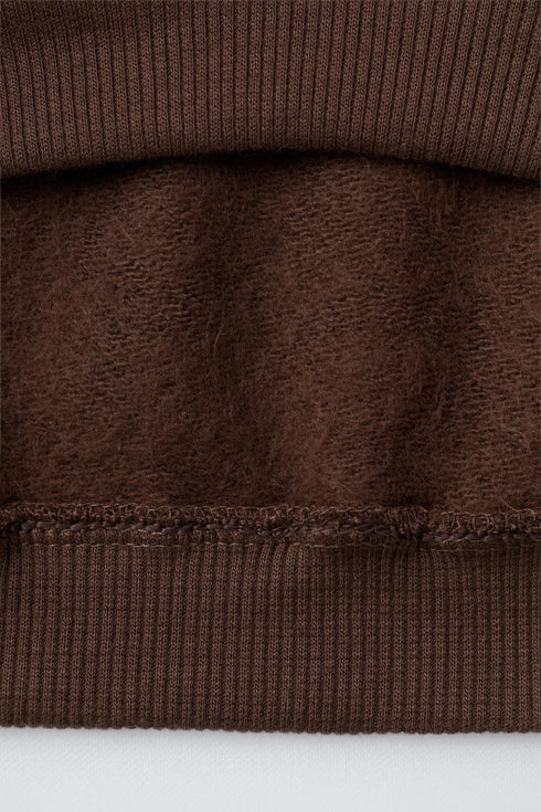 ZARA BROWN BASIC SLOGAN SWEATSHIRT
