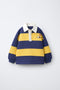ZARA STRIPED POLO SHIRT WITH PATCHES