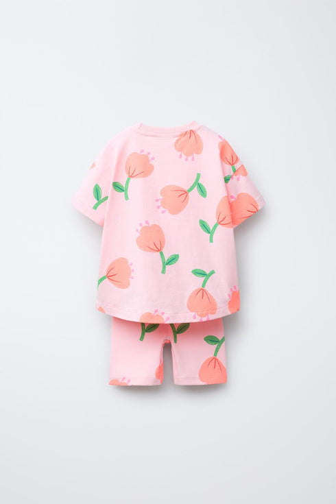 ZARA PRINTED T-SHIRT AND CYCLING LEGGINGS SET