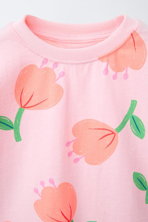 ZARA PRINTED T-SHIRT AND CYCLING LEGGINGS SET