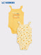 LC Waikiki Yellow Square Neck Strappy Cotton Printed Baby Girl Snap Bodysuit 2-Pack