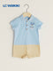 LC Waikiki Blue Polo Neck Short Sleeve Baby Boy Jumpsuit