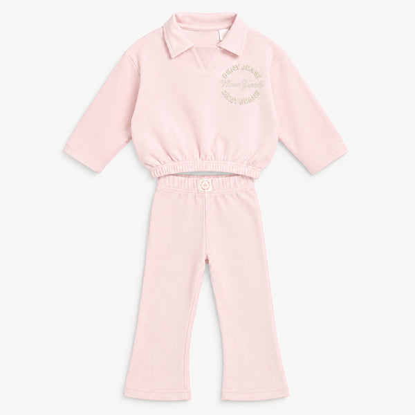 DKNY Jeans Girls Pink Sweatshirt & Trouser Set – 2 Piece Kids Outfit