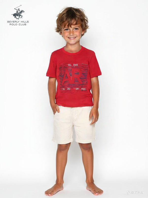 BHPC Red Printed Round Neck T-shirt