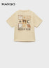 MANGO Printed cotton blend T-shirt