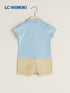 LC Waikiki Blue Polo Neck Short Sleeve Baby Boy Jumpsuit