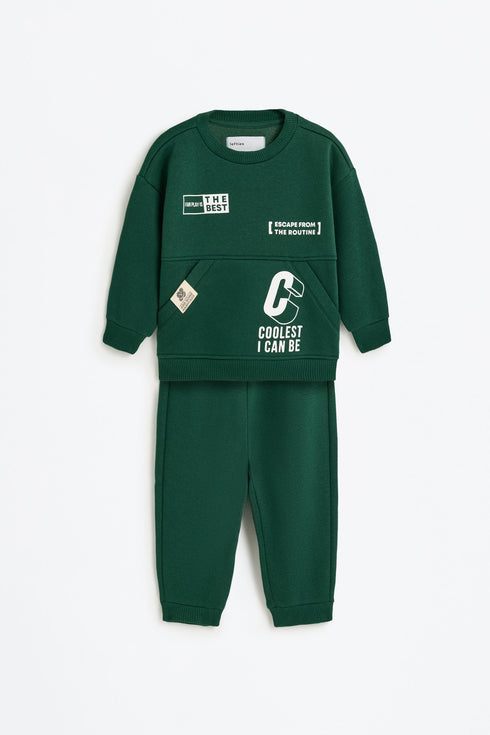 Printed sweatshirt and trousers co-ord Green