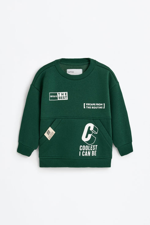 Printed sweatshirt and trousers co-ord Green