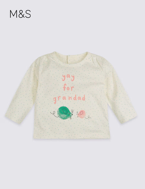 M&S Pure Cotton Yay for Grandad Top