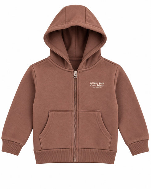 Minoti Kids Create Your Own Ideas Full Zip Hoodie – Dusty Brown