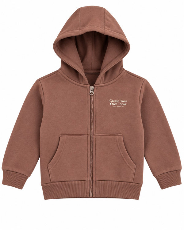 Minoti Kids Create Your Own Ideas Full Zip Hoodie – Dusty Brown