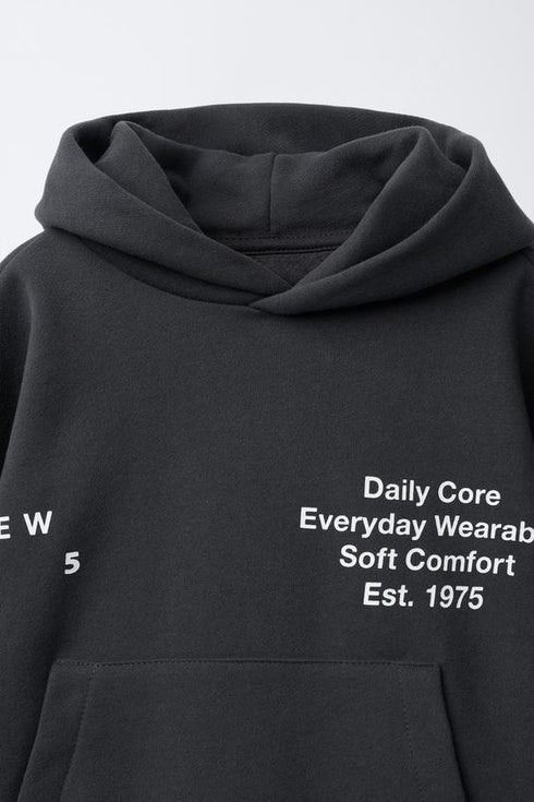ZARA Boys Black Graphic Print Hoodie