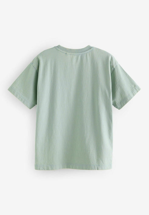 Next SHORT SLEEVE - REGULAR FIT - T-shirt print - mineral green embroidery