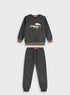 Sweatshirt jumpsuit with embroidery SET | CHARCOAL