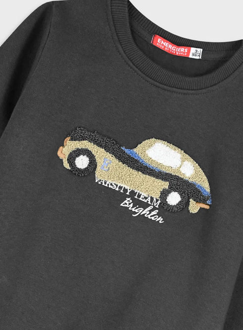 Sweatshirt jumpsuit with embroidery SET | CHARCOAL