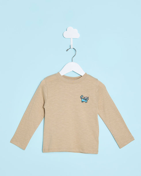 Next Boys Beige Pinted Slub T-ShirtNext