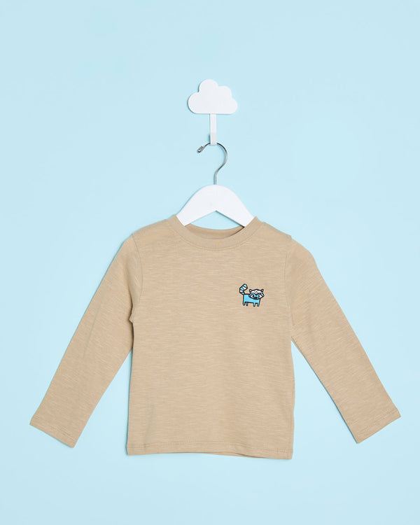 Next Boys Beige Pinted Slub T-ShirtNext