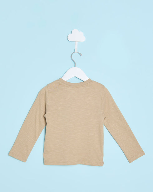 Next Boys Beige Pinted Slub T-ShirtNext