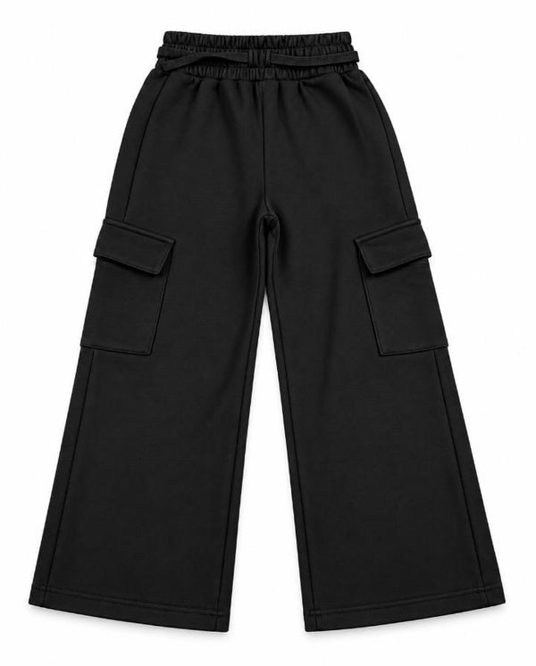 Zara Girls Wide Leg Cargo Trousers – Black
