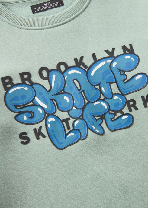 Boys Skate Life Sweatshirt-Green-10 Y TO 15 Y cord set