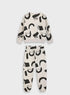 Fleece tracksuit set with print for girls | CREAM