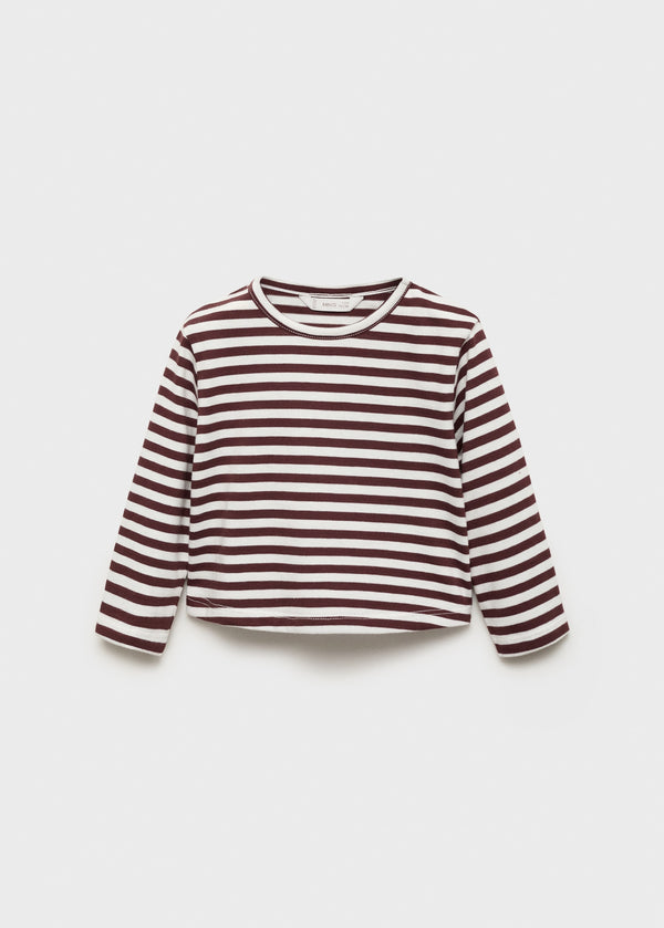 Mango Burgundy Striped cotton T-shirt