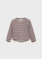 Mango Burgundy Striped cotton T-shirt