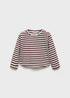 Mango Burgundy Striped cotton T-shirt