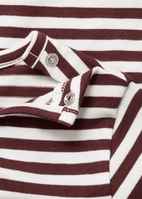 Mango Burgundy Striped cotton T-shirt