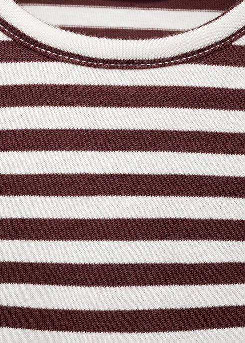 Mango Burgundy Striped cotton T-shirt