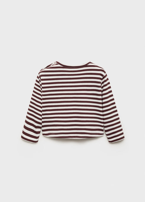 Mango Burgundy Striped cotton T-shirt
