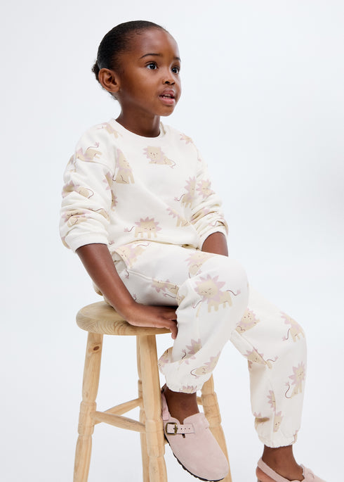 Mango Lion Printed cotton joggers & sweatshirt