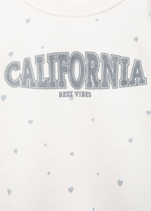 MANGO Kids California Heart Print Sweatshirt – White