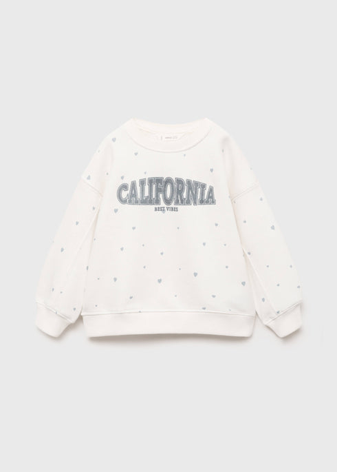 MANGO Kids California Heart Print Sweatshirt – White