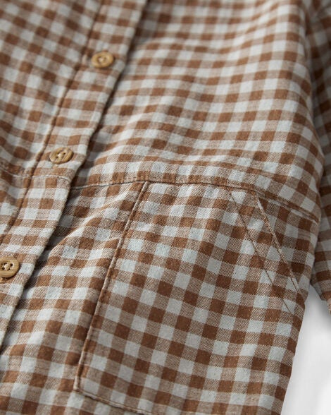 Carter's Baby Organic Cotton Gauze Button-Front Jumpsuit in Gingham