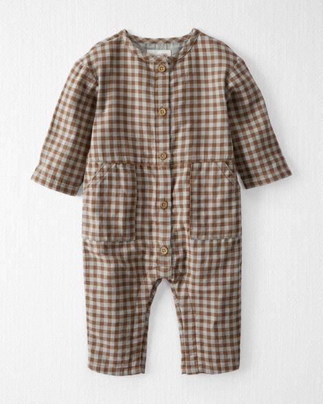 Carter's Baby Organic Cotton Gauze Button-Front Jumpsuit in Gingham