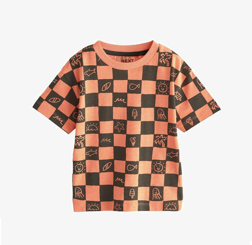 NEXT CHECKERBOARD S - REGULAR FIT-T-Shirt-orange grey