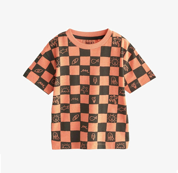 NEXT CHECKERBOARD S - REGULAR FIT-T-Shirt-orange grey