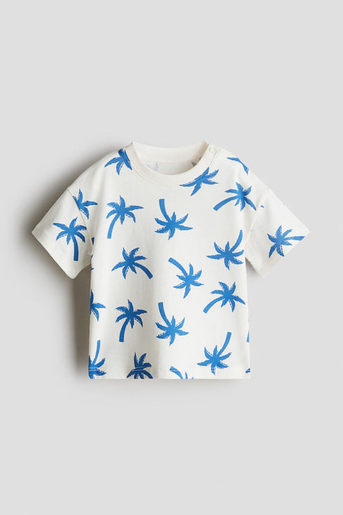 H&M T-Shirt White/Palm trees