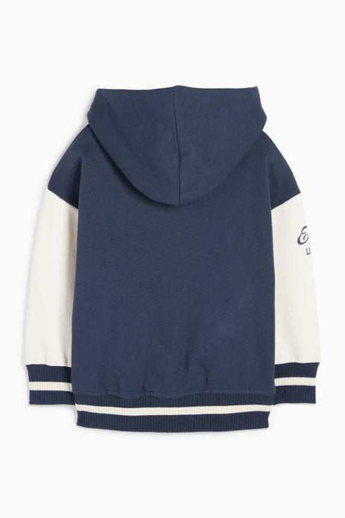 Varsity jacket with hood