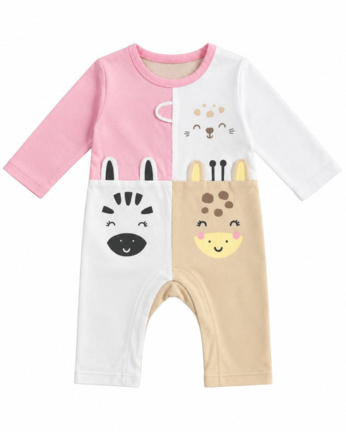 Product Title: Baby Animal Print Color Block Cotton Romper – Multicolor (Copy)