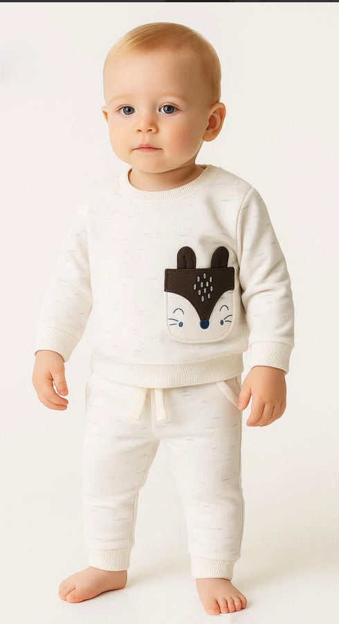 C&A Newborn Baby Plush Sweatshirt & Trouser Set Soft Winter Outfit