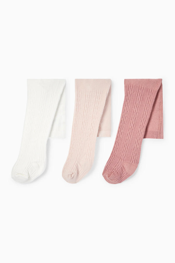 C&A Multipack of 3 Baby Leggings - Cable Knit Pattern