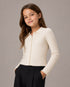 Calvin Klein Girls Cream Ribbed Collared Cardigan Top