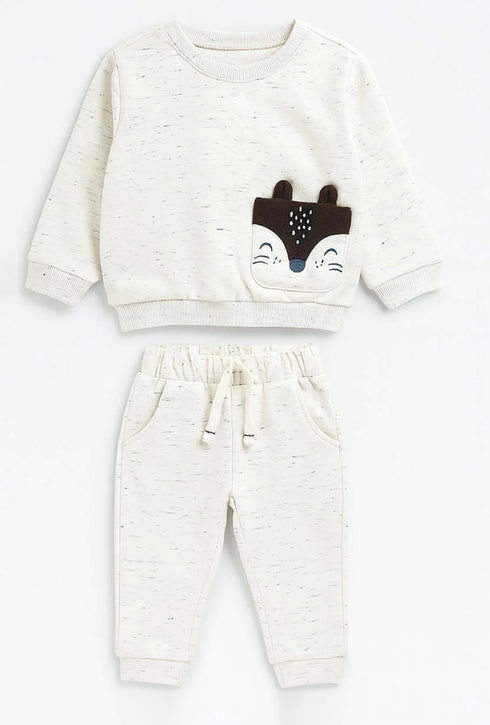 C&A Newborn Baby Plush Sweatshirt & Trouser Set Soft Winter Outfit