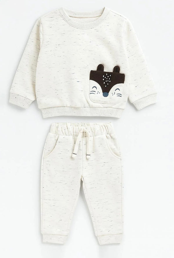 C&A Newborn Baby Plush Sweatshirt & Trouser Set Soft Winter Outfit